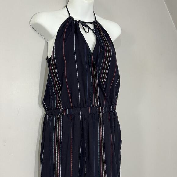 Dolan Anthropologie Hipster Boho Rainbow Striped Halter Jumpsuit Romper USA Made - Picture 11 of 14